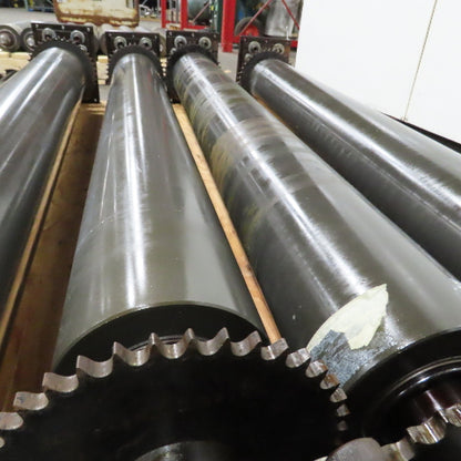 Block Mount Chain Driven Power Conveyor Roller 4-3/4" Diameter x 40" L Lot Of 5