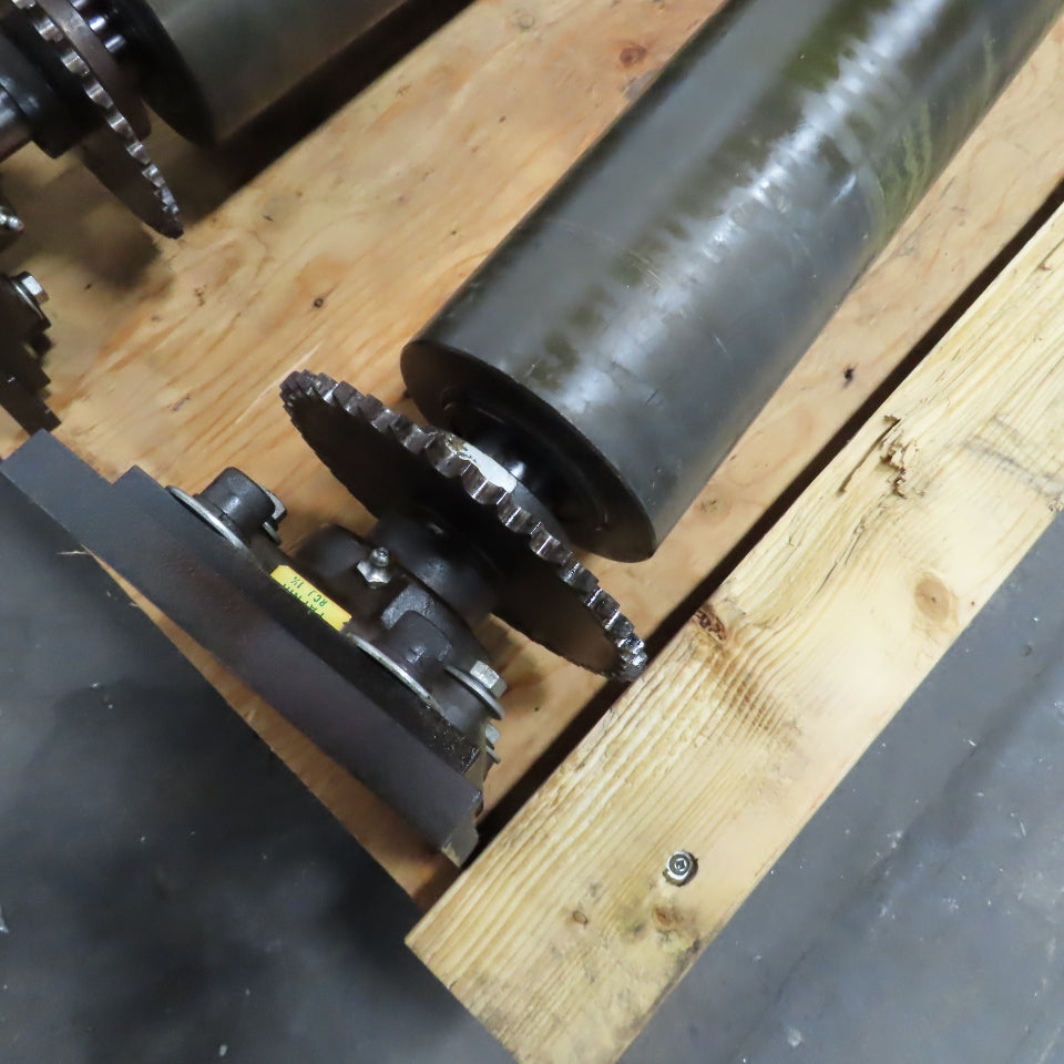 Block Mount Chain Driven Power Conveyor Roller 4-3/4" Diameter x 40" L Lot Of 5