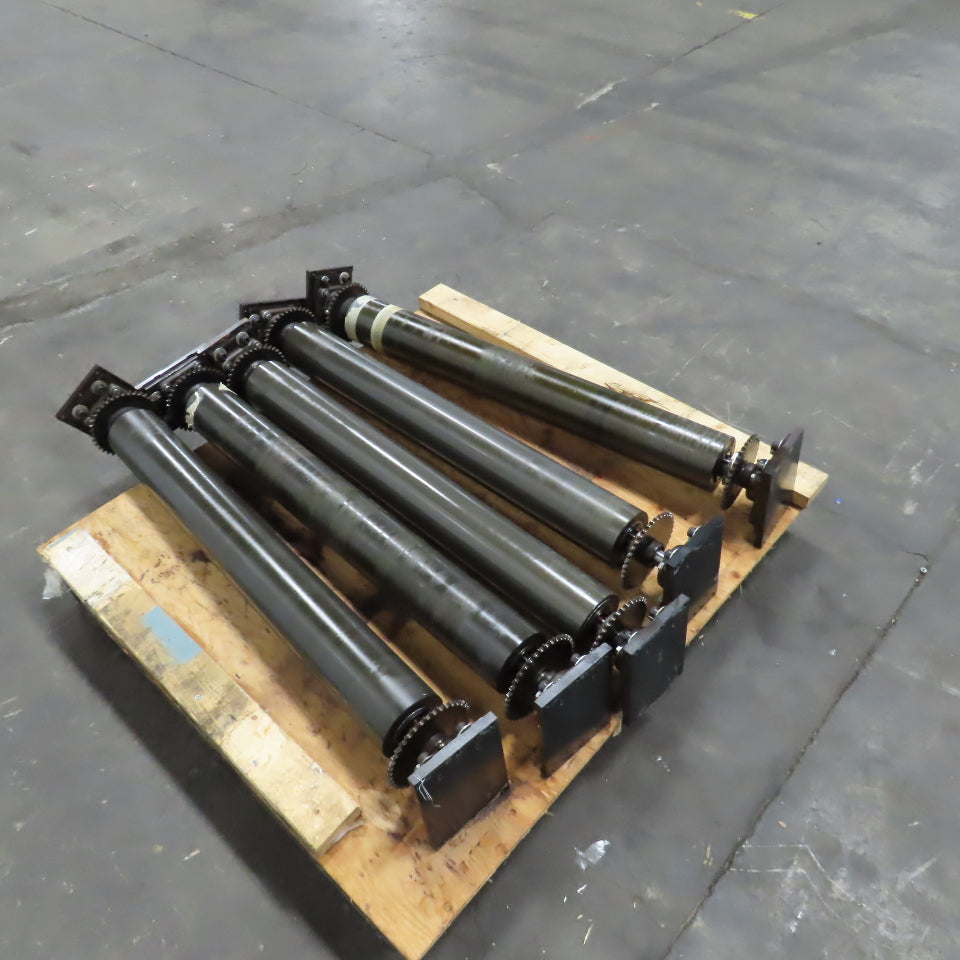 Block Mount Chain Driven Power Conveyor Roller 4-3/4" Diameter x 40" L Lot Of 5