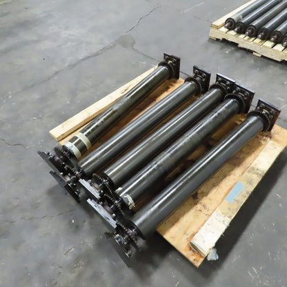 Block Mount Chain Driven Power Conveyor Roller 4-3/4" Diameter x 40" L Lot Of 5