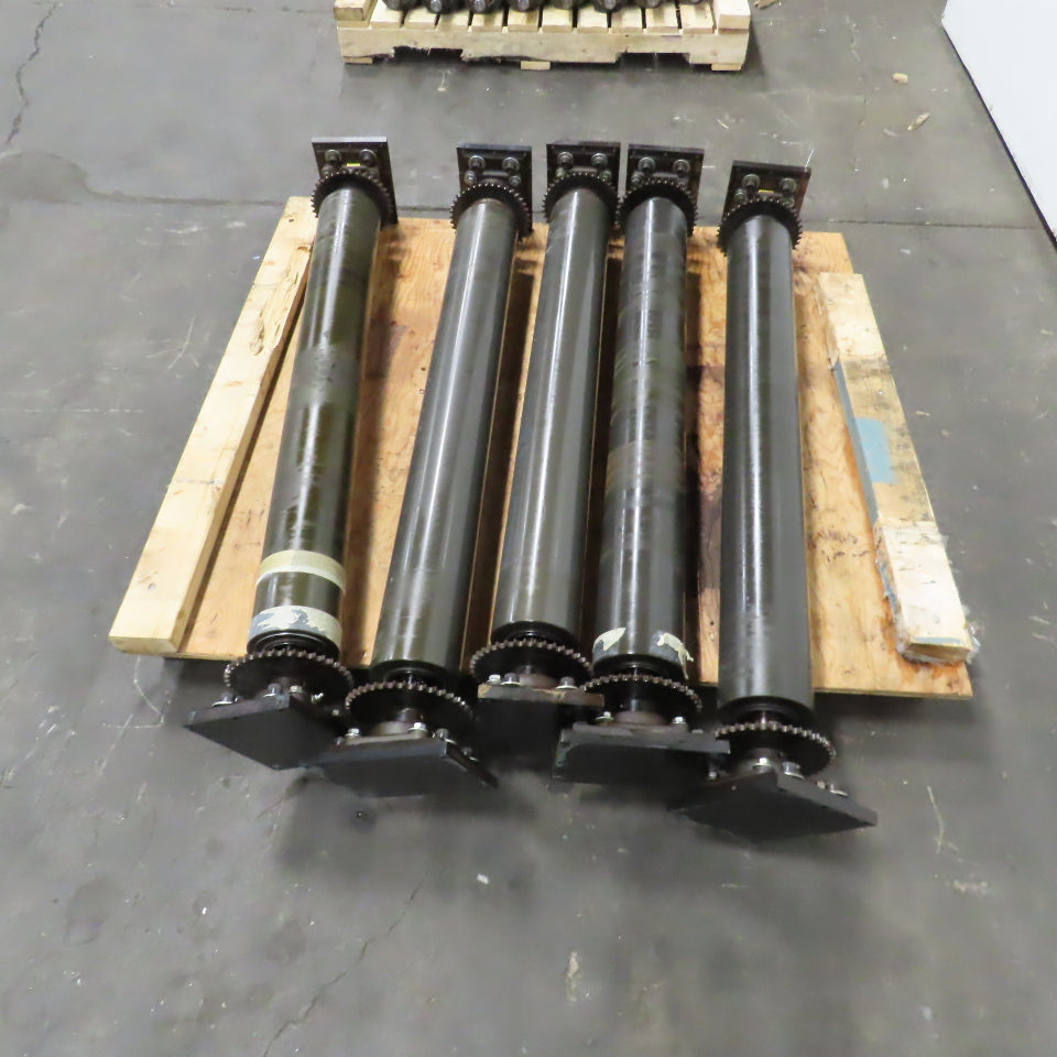 Block Mount Chain Driven Power Conveyor Roller 4-3/4" Diameter x 40" L Lot Of 5