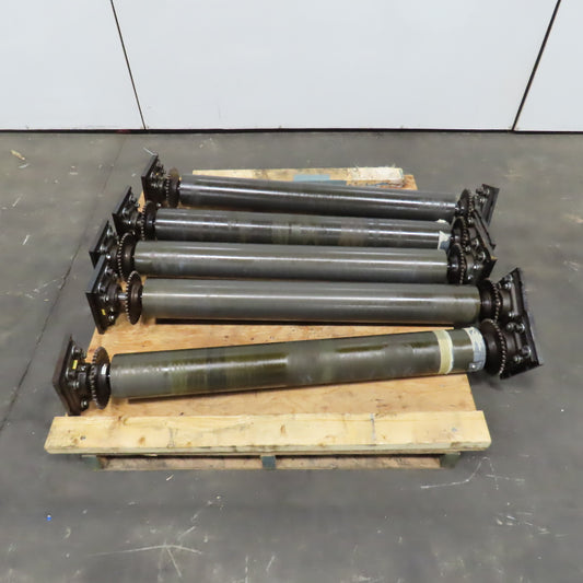 Block Mount Chain Driven Power Conveyor Roller 4-3/4" Diameter x 40" L Lot Of 5