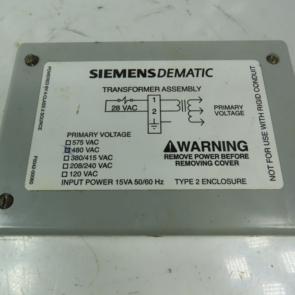 Siemens Dematic F0042-00060 Transformer Assembly 480V Primary 24V Secondary