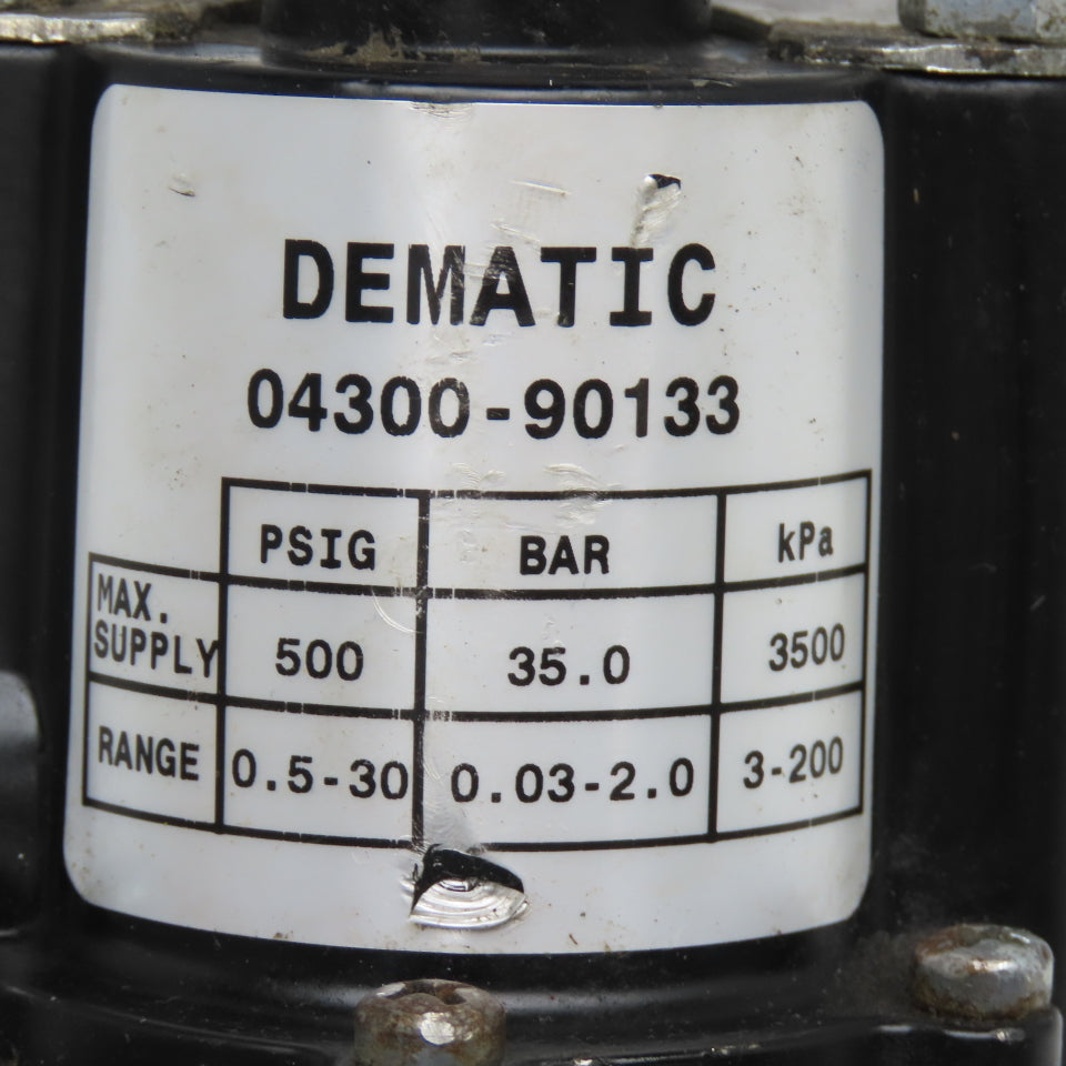 Dematic 1/4" NPT Compressed Air Regulator 500PSI MAX .05-30PSI Output