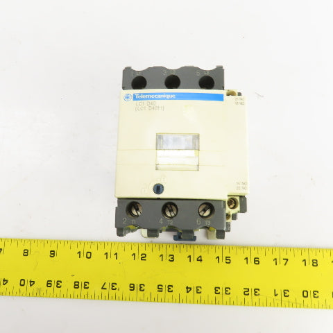 Schneider LC1 D40 LC1 D4011 600V 30HP Contactor 60A W/120V Coil