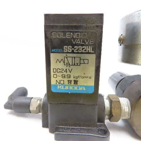 Kuroda SS-232HL 1/4" NPT Air Pressure Regulator Solenoid Valve 150PSI 24VDC