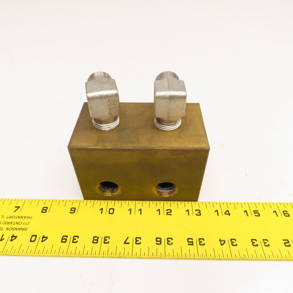 Brass Block Manifold 6 Port Tee Output Configuration 1/4" NPT x 1/2" NPT