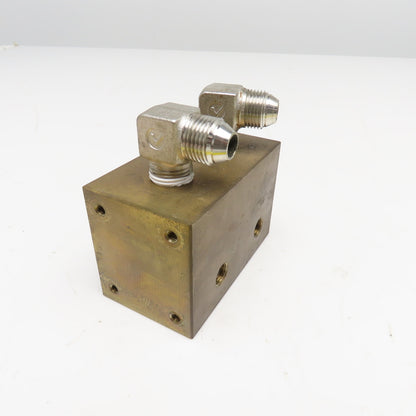 Brass Block Manifold 6 Port Tee Output Configuration 1/4" NPT x 1/2" NPT