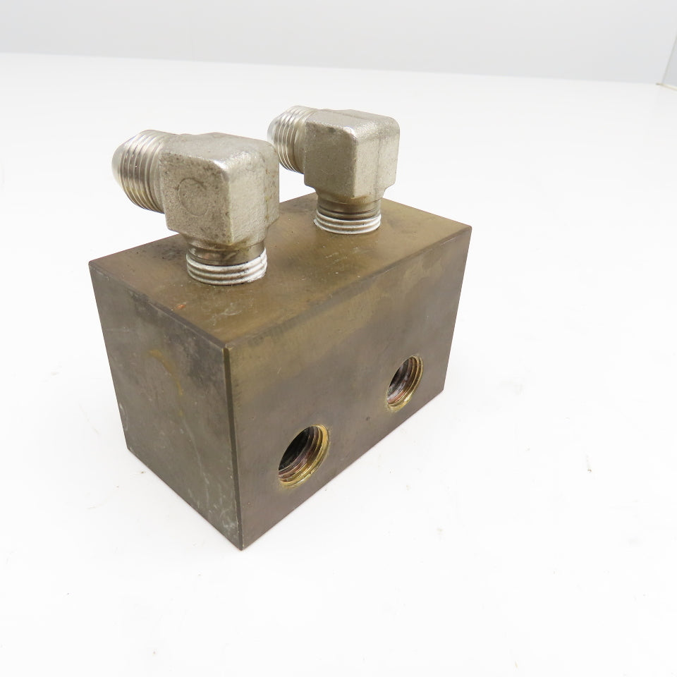Brass Block Manifold 6 Port Tee Output Configuration 1/4" NPT x 1/2" NPT