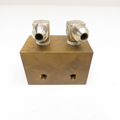 Brass Block Manifold 6 Port Tee Output Configuration 1/4" NPT x 1/2" NPT