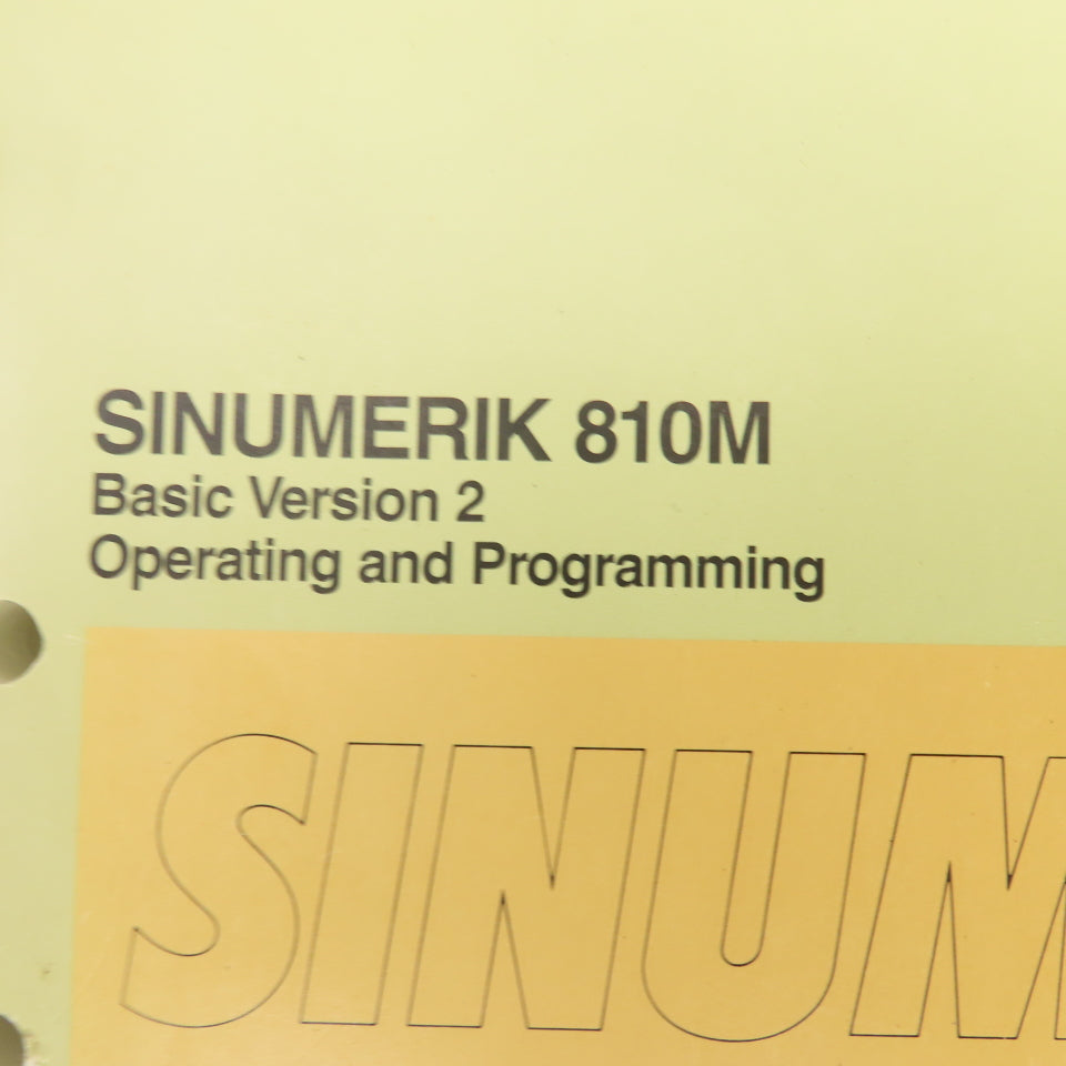 Siemens Sinumerik 810M Operating & Programming User's Guide Basic Vers ...