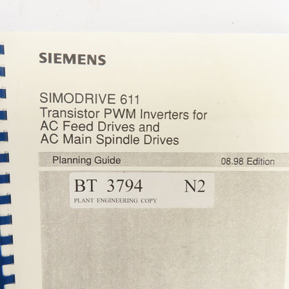 Siemens Simodrive 611 Transistor PWM Inverter AC Feed & Spindle Drives Planning