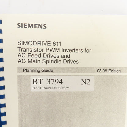 Siemens Simodrive 611 Transistor PWM Inverter AC Feed & Spindle Drives Planning