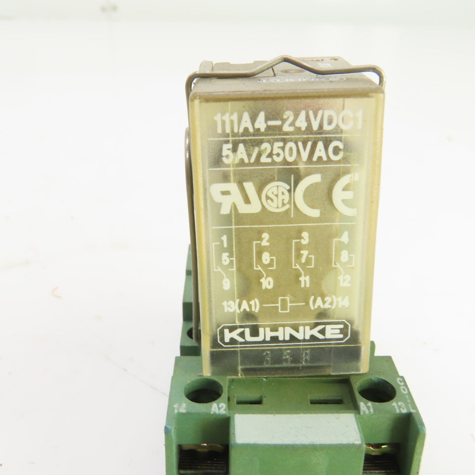 Kuhnke 111A4-24VDC1 Minitur Socket Relay 5A 250V AC W/Base