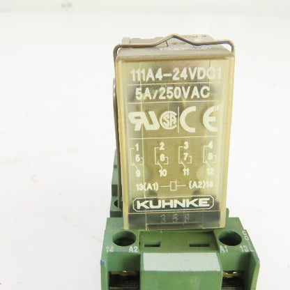 Kuhnke 111A4-24VDC1 Minitur Socket Relay 5A 250V AC W/Base