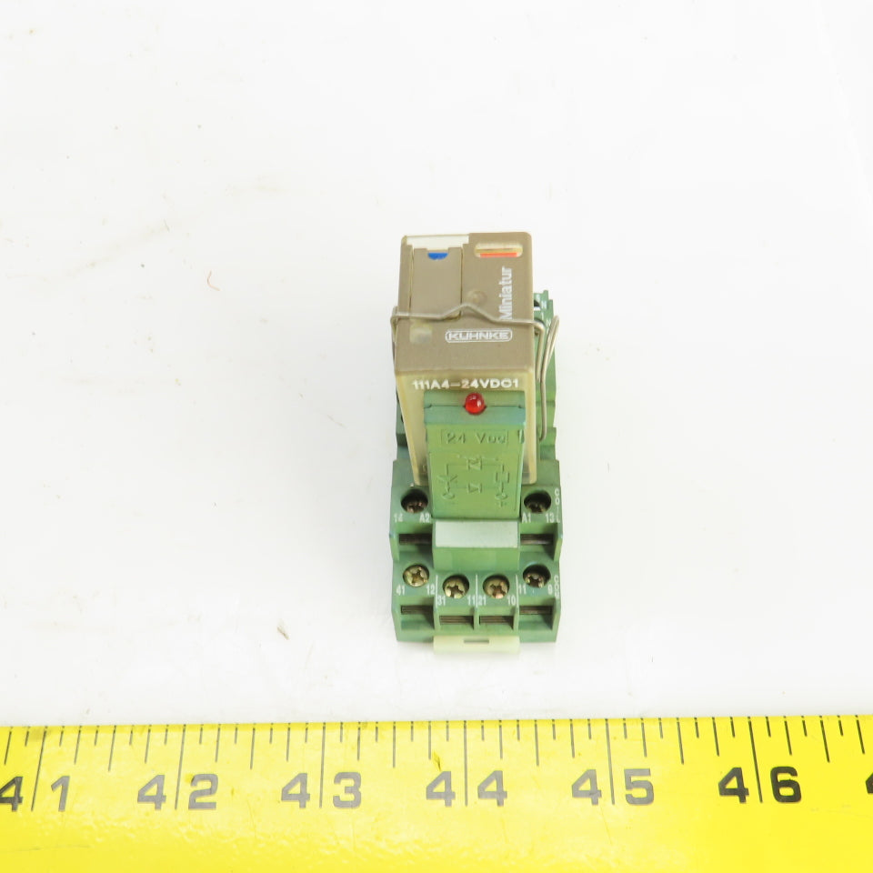 Kuhnke 111A4-24VDC1 Minitur Socket Relay 5A 250V AC W/Base