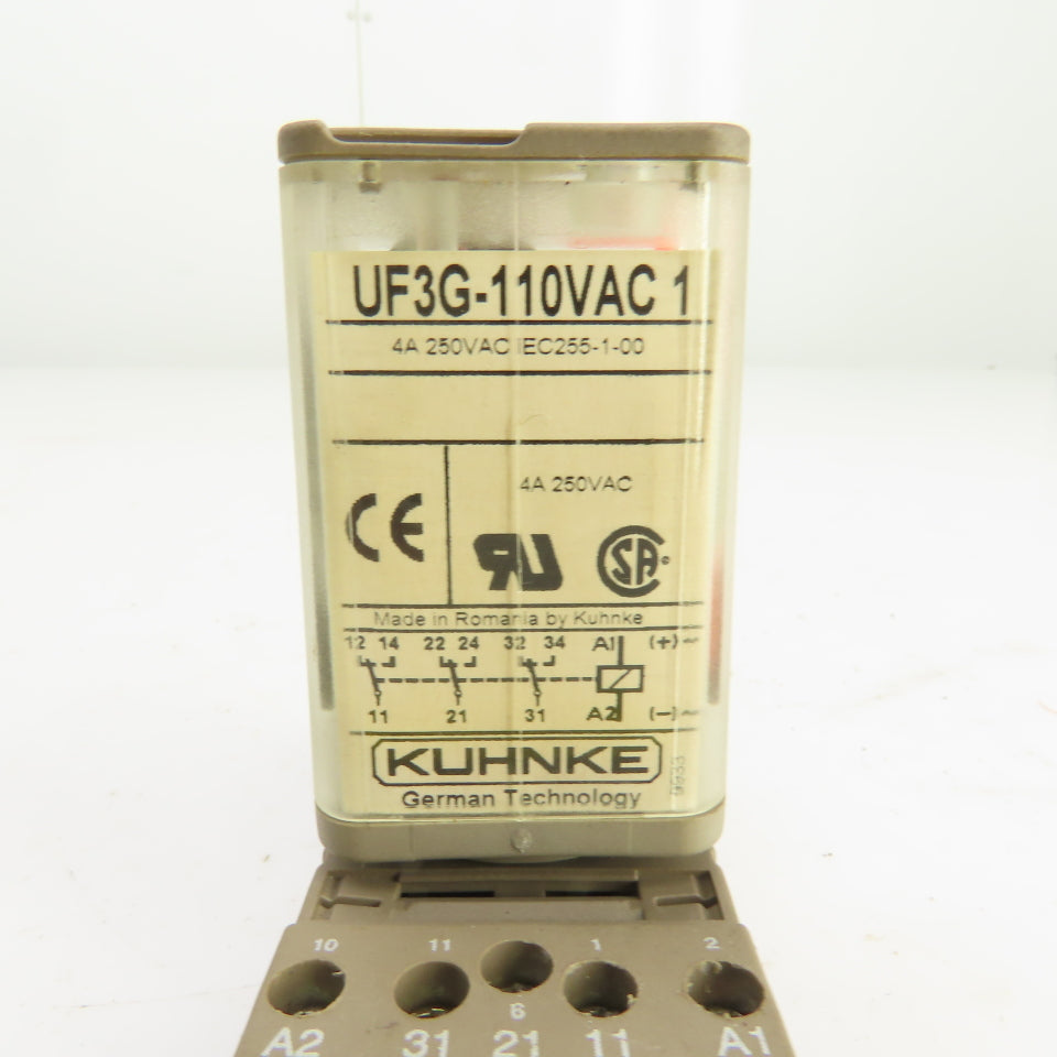 Kuhnke UF3G-110VAC Universal Relay 4A 250V AC W/Base
