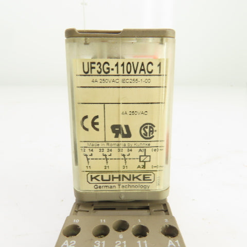 Kuhnke UF3G-110VAC Universal Relay 4A 250V AC W/Base