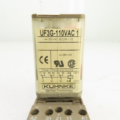Kuhnke UF3G-110VAC Universal Relay 4A 250V AC W/Base