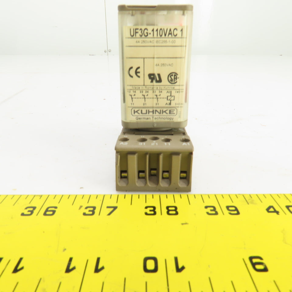Kuhnke UF3G-110VAC Universal Relay 4A 250V AC W/Base