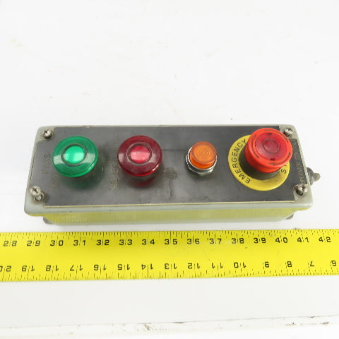 Saginaw 4-Button Operator Enclosure W/(3) Momentary Contact (1) E-Stop 24V