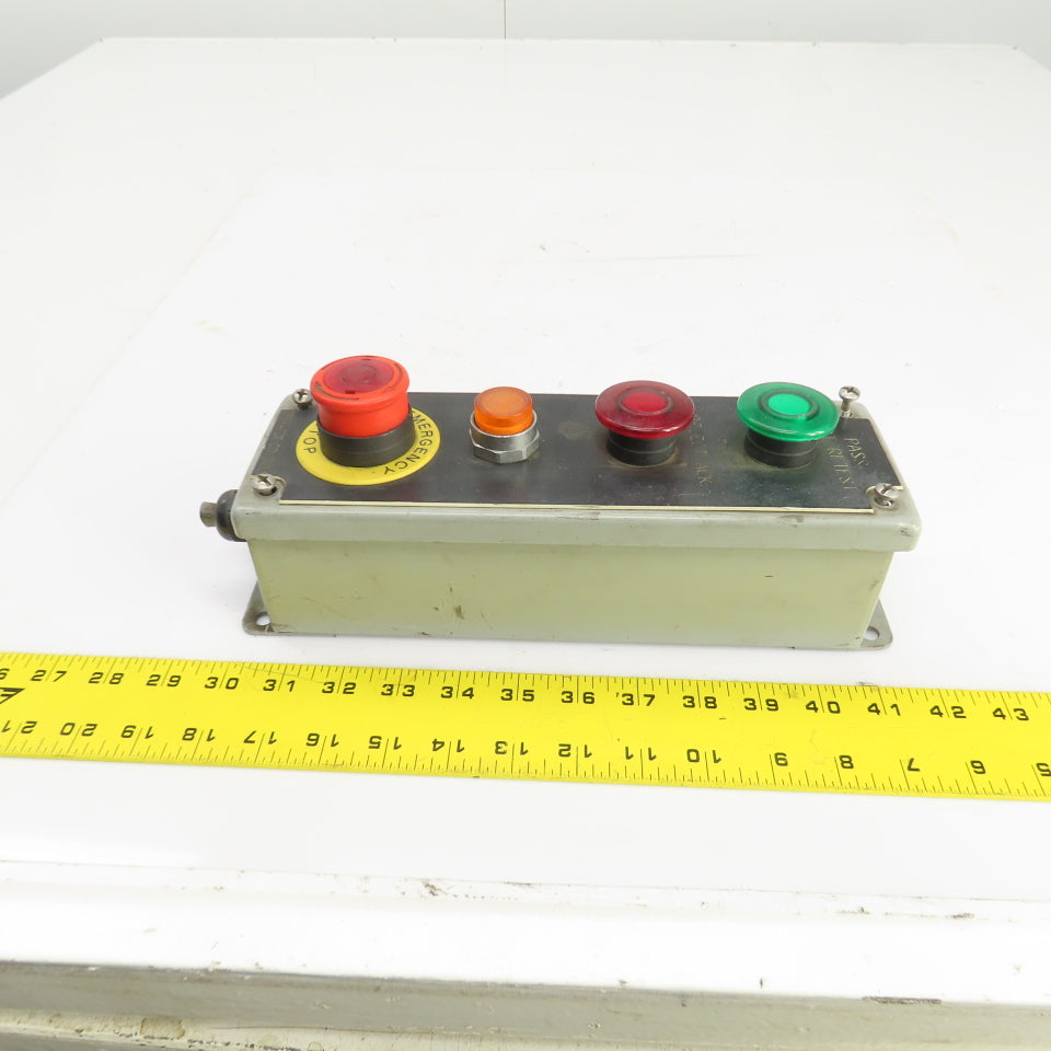 Saginaw 4-Button Operator Enclosure W/(3) Momentary Contact (1) E-Stop 24V