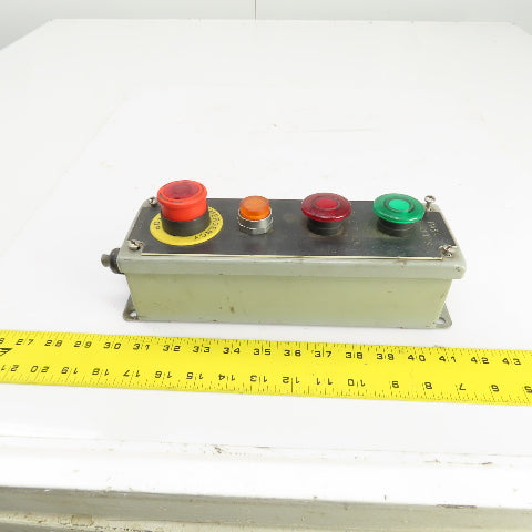 Saginaw 4-Button Operator Enclosure W/(3) Momentary Contact (1) E-Stop 24V