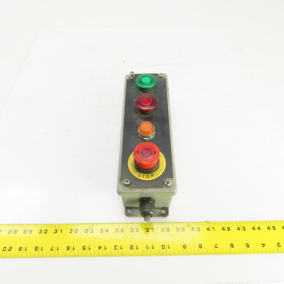 Saginaw 4-Button Operator Enclosure W/(3) Momentary Contact (1) E-Stop 24V