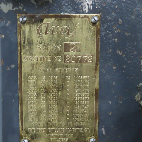 Avey Size 2 Antique Drill Press 12" Throat 6" Stroke 208-220/230V 3Ph Tested