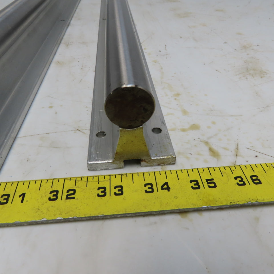 Lee Controls SA16-24-PD 1"x24" Linear Round Guide Rails W/Alum. Supports Lot /2