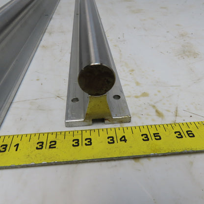 Lee Controls SA16-24-PD 1"x24" Linear Round Guide Rails W/Alum. Supports Lot /2