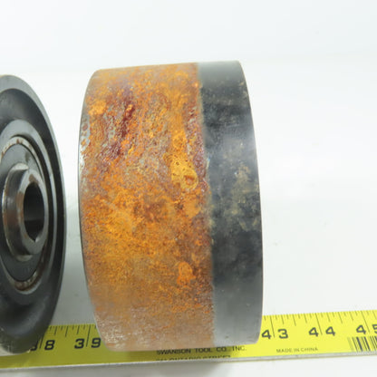 Heavy Duty 5-1/2" Dia x 2-3/8" Wide 1" Roller Bearing Hex Shaft Iron Wheel Lot/2