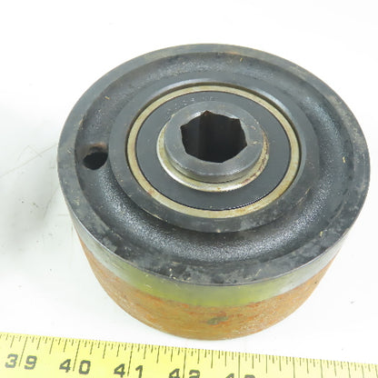 Heavy Duty 5-1/2" Dia x 2-3/8" Wide 1" Roller Bearing Hex Shaft Iron Wheel Lot/2