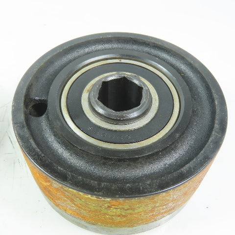 Heavy Duty 5-1/2" Dia x 2-3/8" Wide 1" Roller Bearing Hex Shaft Iron Wheel Lot/2