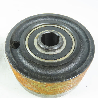 Heavy Duty 5-1/2" Dia x 2-3/8" Wide 1" Roller Bearing Hex Shaft Iron Wheel Lot/2