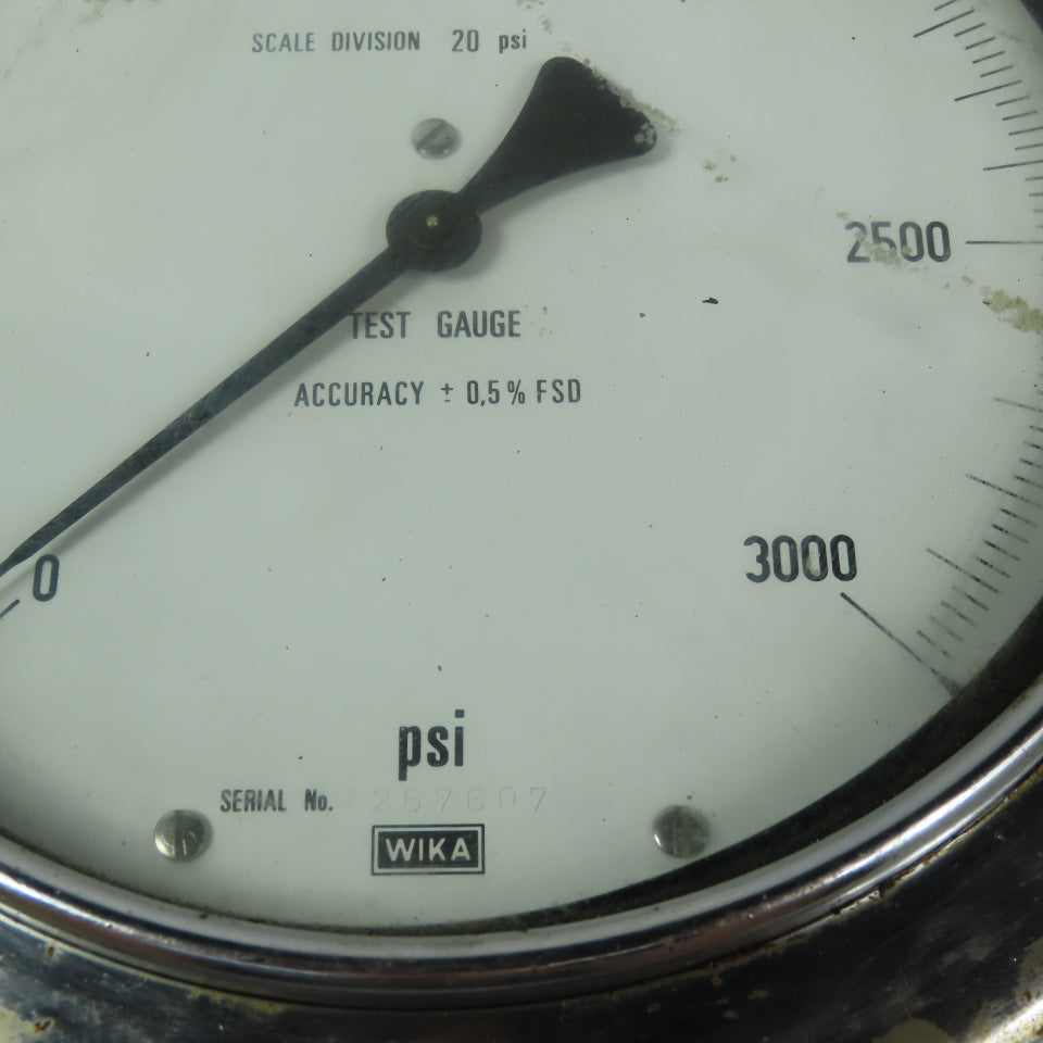 WIKA 1267607 6" Flanged Mount Pressure Test Gauge 0-3000 PSI