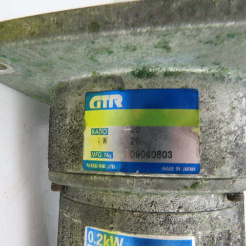 Nissei GTR 20:1 Ratio Gear Motor 86RPM Output 200/220V 3PH 18mm Shaft