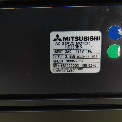 Mitsubishi HC353BS HC353BS-A51 3.5kW AC Servo Motor 3000RPM 151V W/Encoder