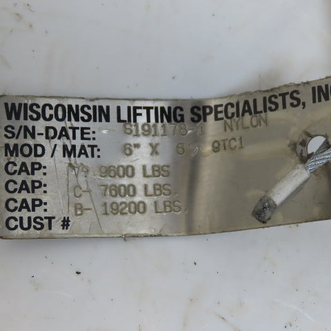 Wisconsin Lifting 6"x6' Nylon 2ply Sling W/Choker Fittings 19,200LB V Basket Cap