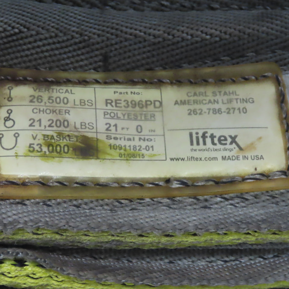 Liftex RE396PD 6"x21' Twisted Eye & Eye Nylon Web Sling 19,200LB V Basket Cap
