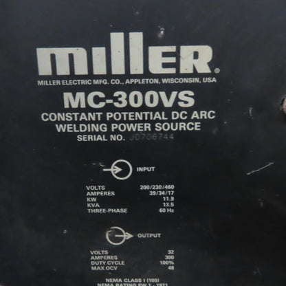 Miller MC-300VS 36V DC ARV Welding Package W/ Casters D-54A Feeder