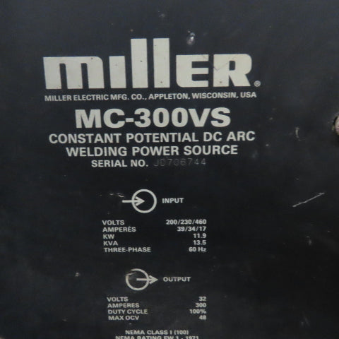 Miller MC-300VS 36V DC ARV Welding Package W/ Casters D-54A Feeder