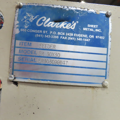 Clarke's ER 30X30 30" x 30" Rotary Airlock Feeder 3" Shaft