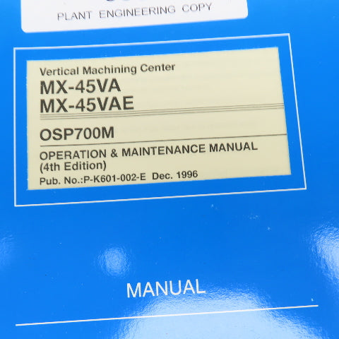 Okuma OSP7000M OSP700M Maintenance Operation Alarms Manual Library Lot Of 14