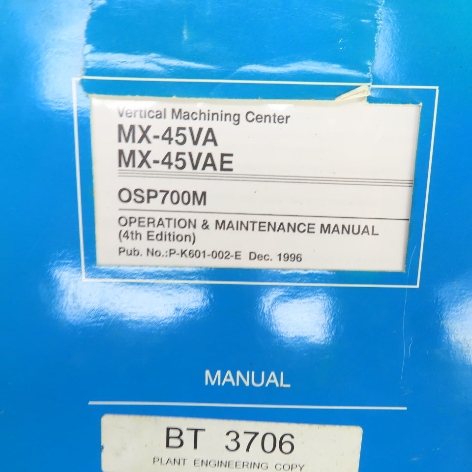 Okuma OSP7000M OSP700M MX-45VA MX-45VAE Maintenance Manual Library Lot Of 8 Book
