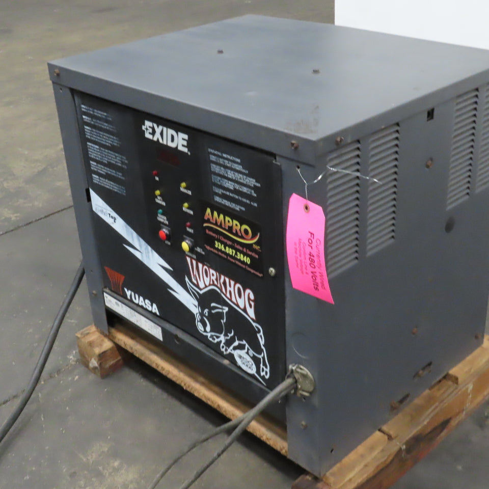 YUASA W3-12-550 Workhog 24V Forklift Battery Charger 12 Cell 208-230/480V 550AH