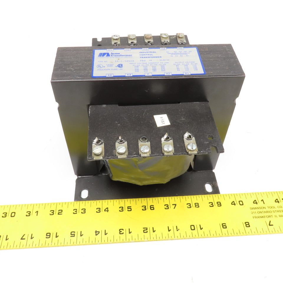 Acme TA-2-54523 208-240/480-600V Pri 110/120V Sec 50/60Hz 750VA Transformer