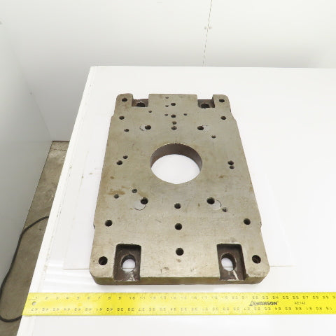 28-1/4" x 18" x 2-1/4" Thick Steel Jig Fixture Setup Plate W/6-1/2" Thru Hole