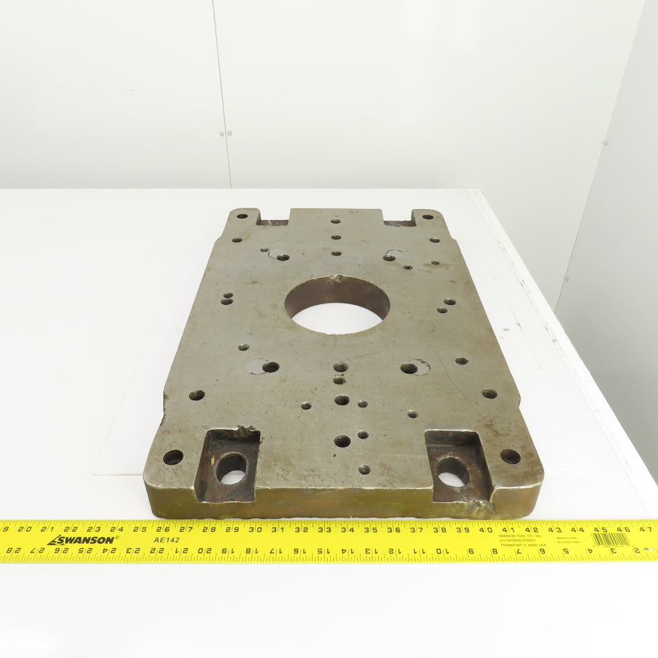 28-1/4" x 18" x 2-1/4" Thick Steel Jig Fixture Setup Plate W/6-1/2" Thru Hole