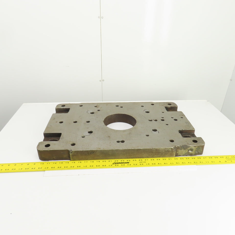 28-1/4" x 18" x 2-1/4" Thick Steel Jig Fixture Setup Plate W/6-1/2" Thru Hole